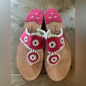 New Jack Rogers Women's Hot Pink with white Suede Sandals women’s 9.5M